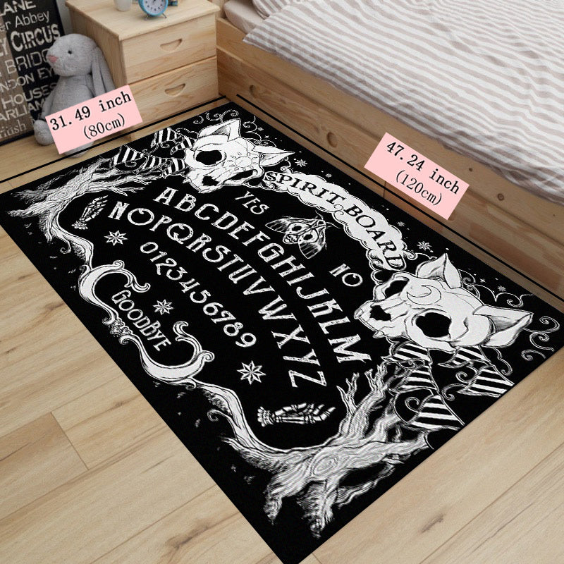 Kitchen Rug Cat Skull Head Witch Board Gothic Carpet Non Slip Bath Rugs