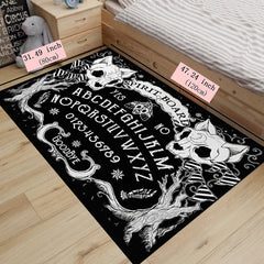 Kitchen Rug Cat Skull Head Witch Board Gothic Carpet Non Slip Bath Rugs