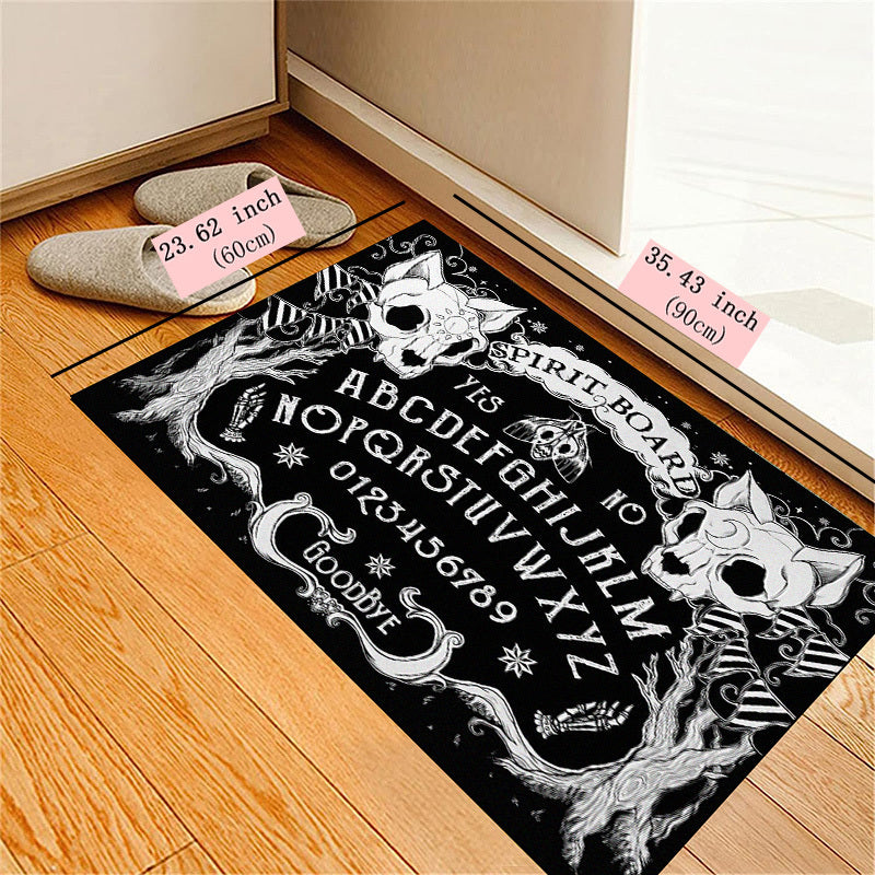 Kitchen Rug Cat Skull Head Witch Board Gothic Carpet Non Slip Bath Rugs