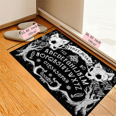 Kitchen Rug Cat Skull Head Witch Board Gothic Carpet Non Slip Bath Rugs