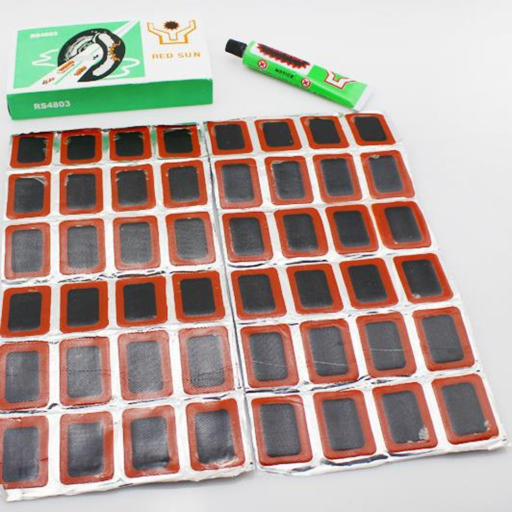 Bike Tire Repair Kit With 48 Cold Patches And Tire Glue