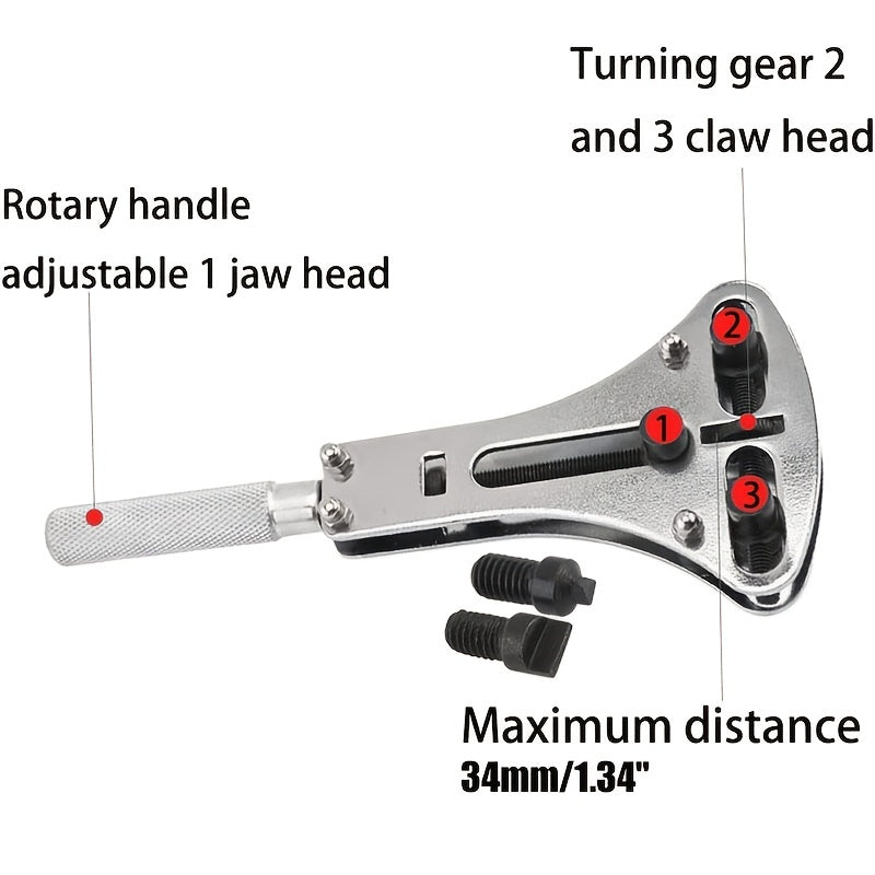 Watch Repair Tool Kit Stainless Steel Case Opener Screw Back Remover Wrench