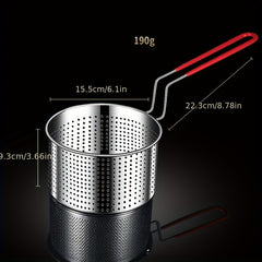 Stainless Steel Fry Basket Round Frying Basket Filter Spoon