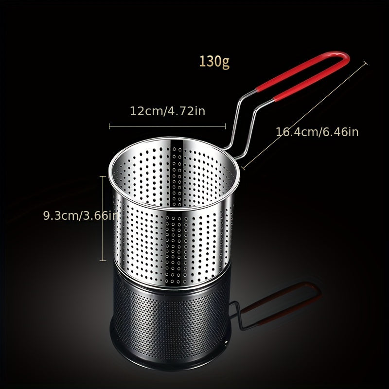 Stainless Steel Fry Basket Round Frying Basket Filter Spoon