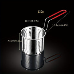 Stainless Steel Fry Basket Round Frying Basket Filter Spoon