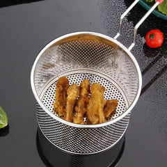 Stainless Steel Fry Basket Round Frying Basket Filter Spoon