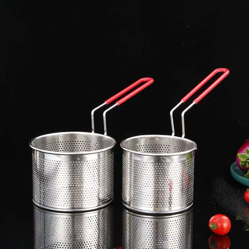Stainless Steel Fry Basket Round Frying Basket Filter Spoon