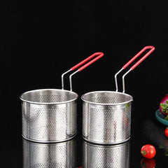Stainless Steel Fry Basket Round Frying Basket Filter Spoon