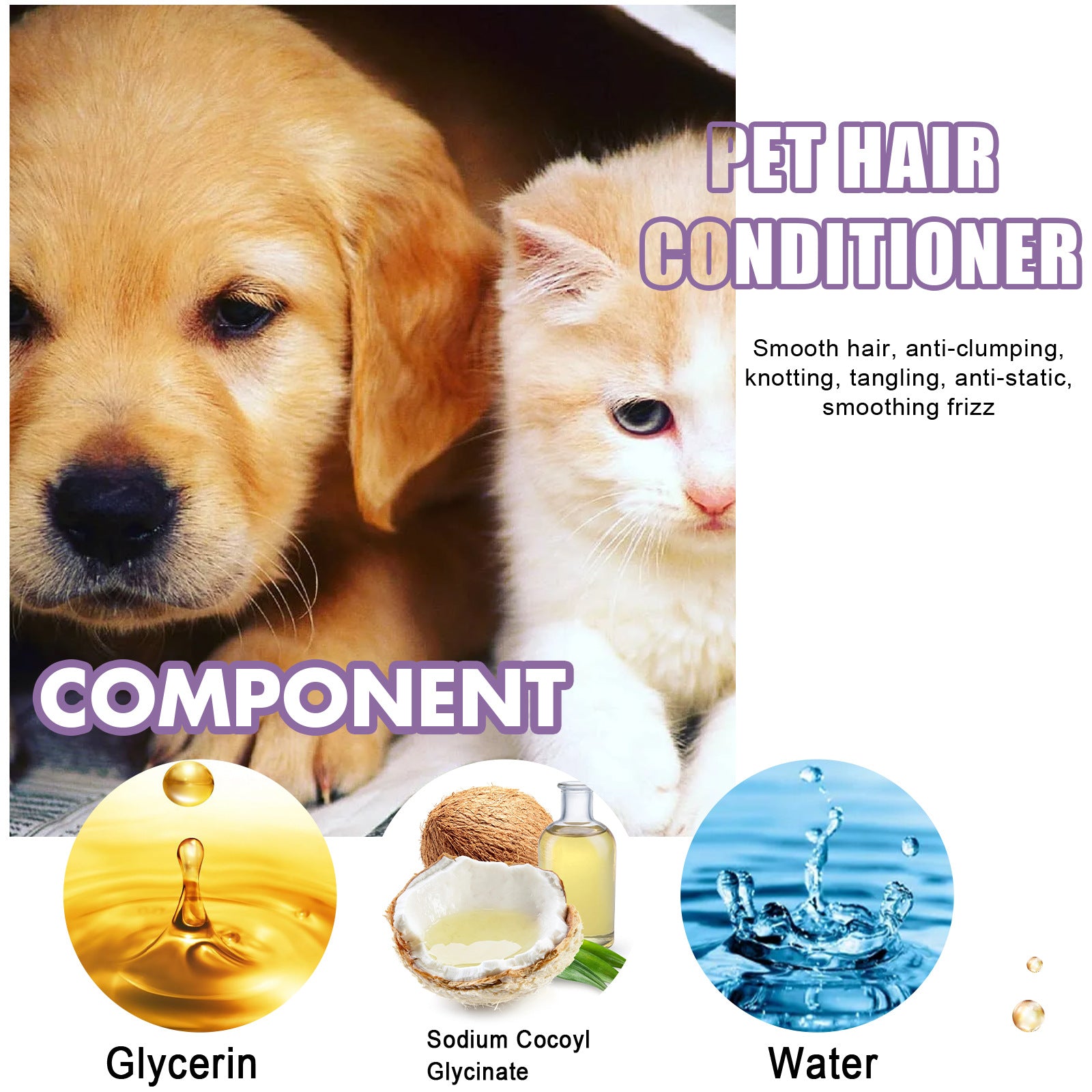 Pet Hair Conditioner Cream Fluffy Dog Cat Beauty Care