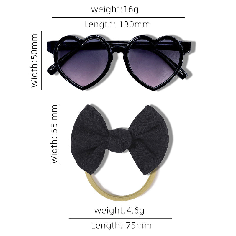 Kids Little Heart Sunglasses & Baby Bow Headband Set