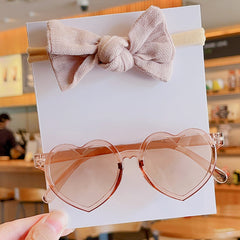 Kids Little Heart Sunglasses & Baby Bow Headband Set
