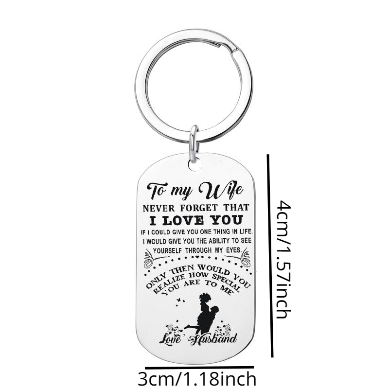 Stainless Steel Couple Keychain Pendant Gift