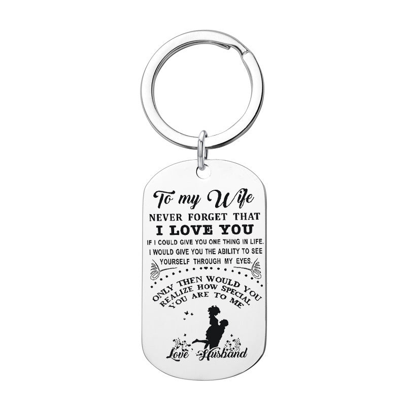 Stainless Steel Couple Keychain Pendant Gift
