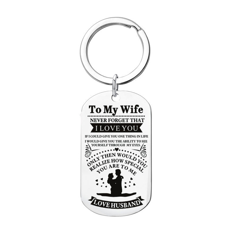 Stainless Steel Couple Keychain Pendant Gift