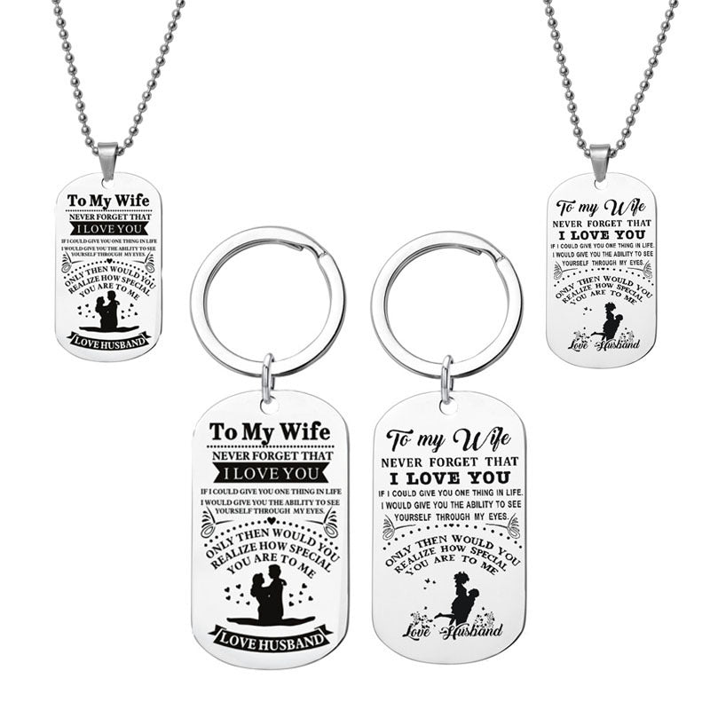 Stainless Steel Couple Keychain Pendant Gift
