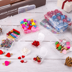 10pcs Small Clear Plastic Bead Storage Containers with Hinged Lid