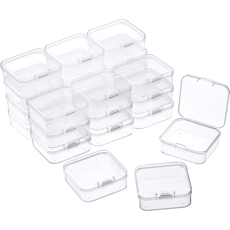 10pcs Small Clear Plastic Bead Storage Containers with Hinged Lid