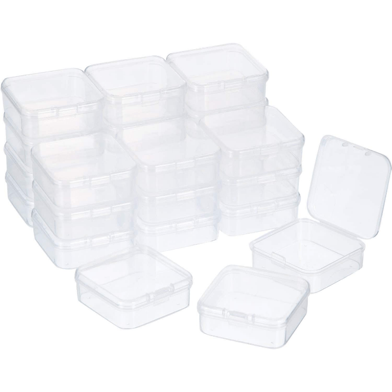 10pcs Small Clear Plastic Bead Storage Containers with Hinged Lid