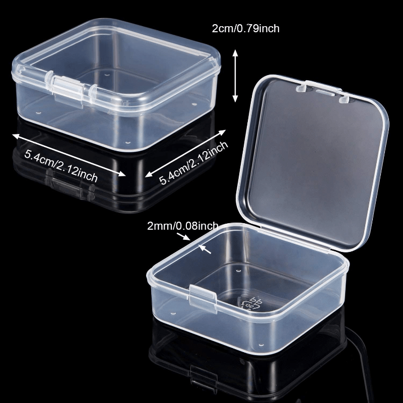 10pcs Small Clear Plastic Bead Storage Containers with Hinged Lid