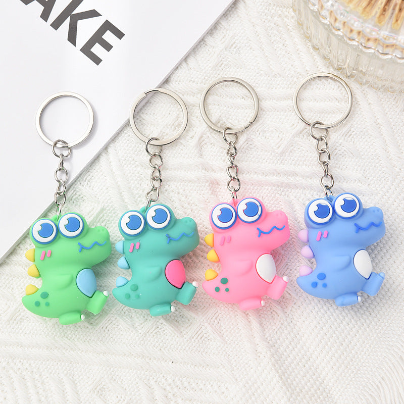 Cute Dino Keychain for Girls School Bag Doll Pendant Car Key Ornament