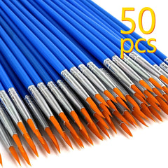 50pcs Nylon Hair Brush Set for Watercolor Acrylic Paint Art Painting