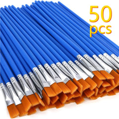 50pcs Nylon Hair Brush Set for Watercolor Acrylic Paint Art Painting