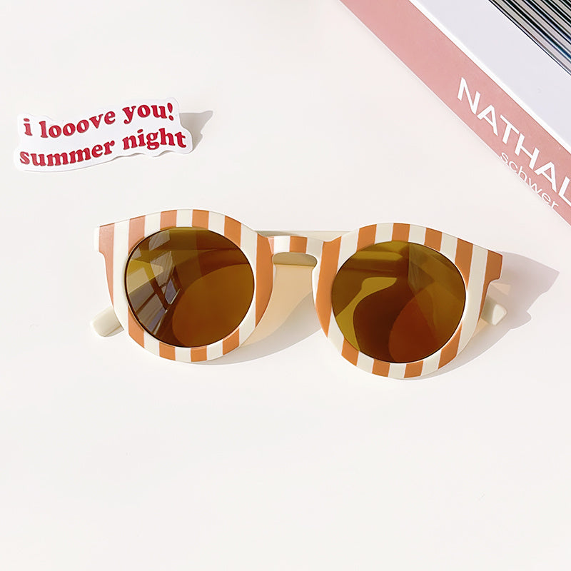 Girl's Checker Panel Round Sunglasses UV 400