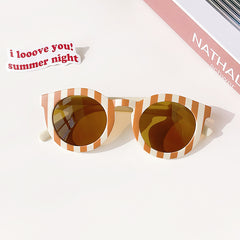 Girl's Checker Panel Round Sunglasses UV 400