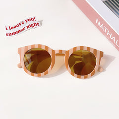 Girl's Checker Panel Round Sunglasses UV 400