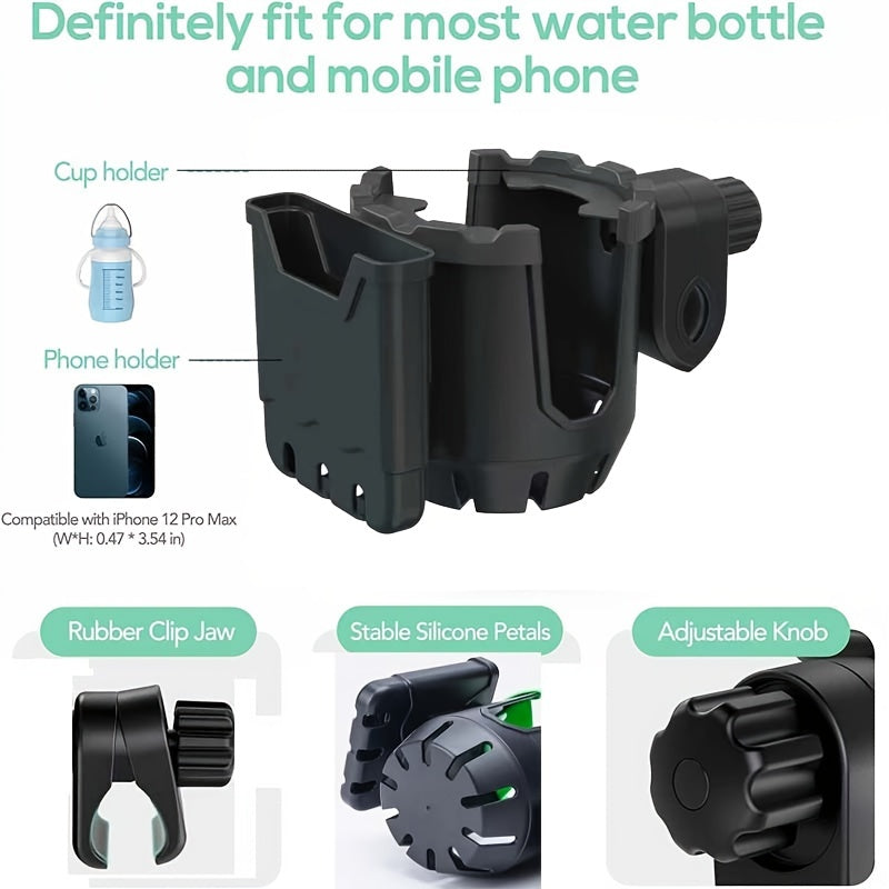 Stroller Cup Holder Organizer With Phone Holder