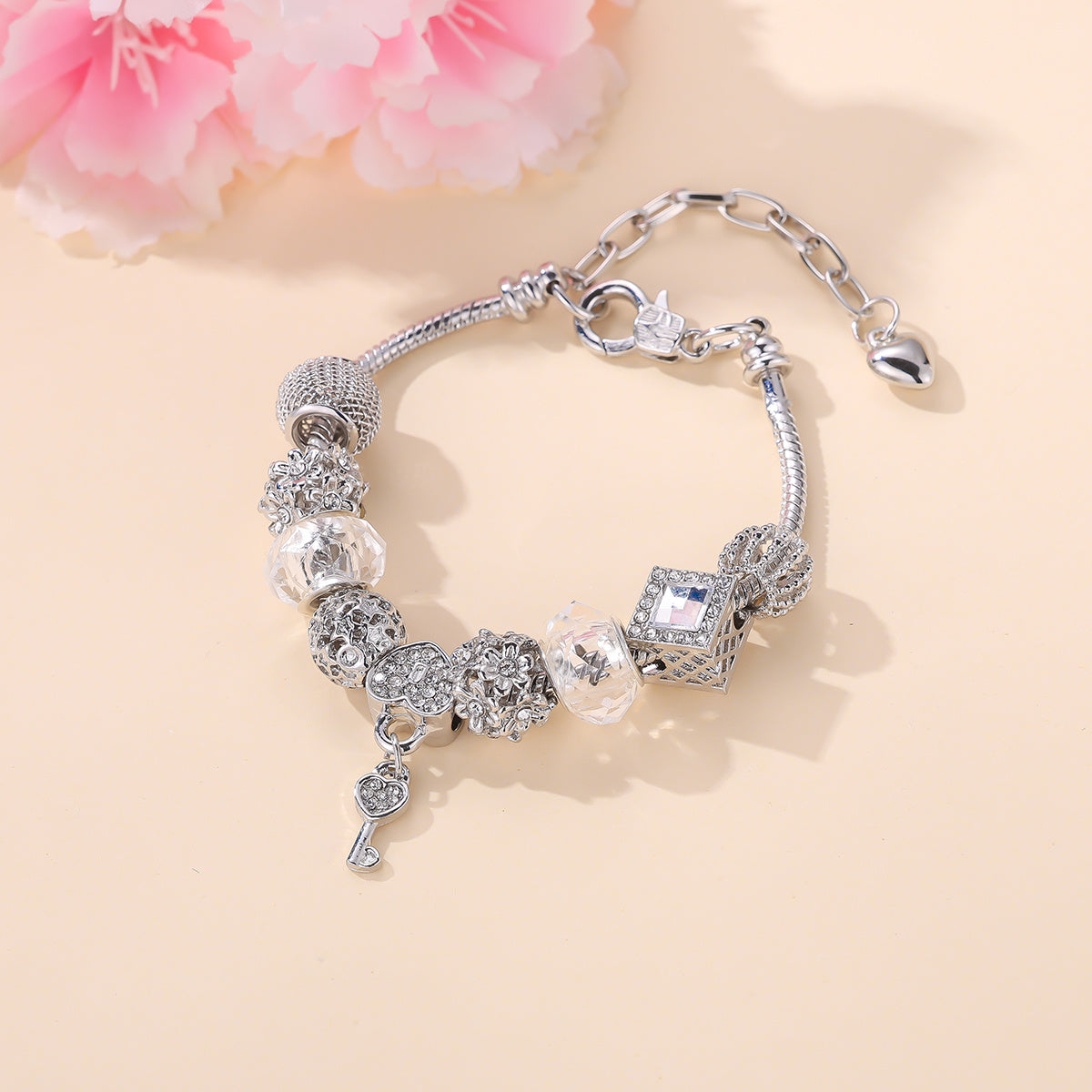 Heart Beads Key Bracelet Jewelry for Male and Female