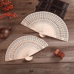 Vintage Style Wooden Folding Fan, Stage Performance Sandalwood Fan