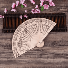 Vintage Style Wooden Folding Fan, Stage Performance Sandalwood Fan