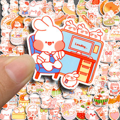 200pcs Cartoon Rabbit Stickers Waterproof Vinyl for Water Bottle Laptops Phones