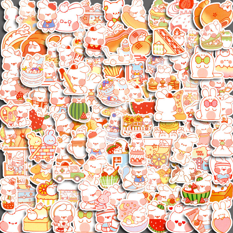 200pcs Cartoon Rabbit Stickers Waterproof Vinyl for Water Bottle Laptops Phones