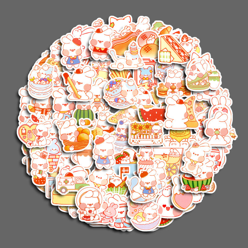 200pcs Cartoon Rabbit Stickers Waterproof Vinyl for Water Bottle Laptops Phones
