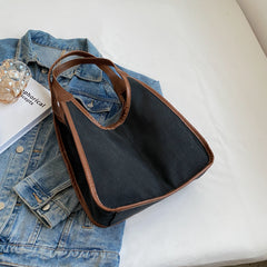 Casual Large Capacity Shoulder Bag Colorblock Handbag for Work