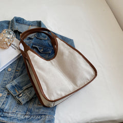 Casual Large Capacity Shoulder Bag Colorblock Handbag for Work