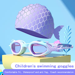 Children Swimming Goggles & Cap Set Waterproof Clear Vision for Boys and Girls
