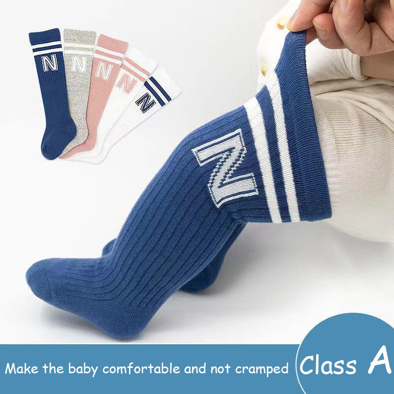2pairs Girls Knee High Letters Print Socks