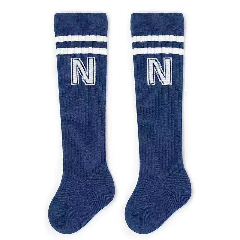 2pairs Girls Knee High Letters Print Socks