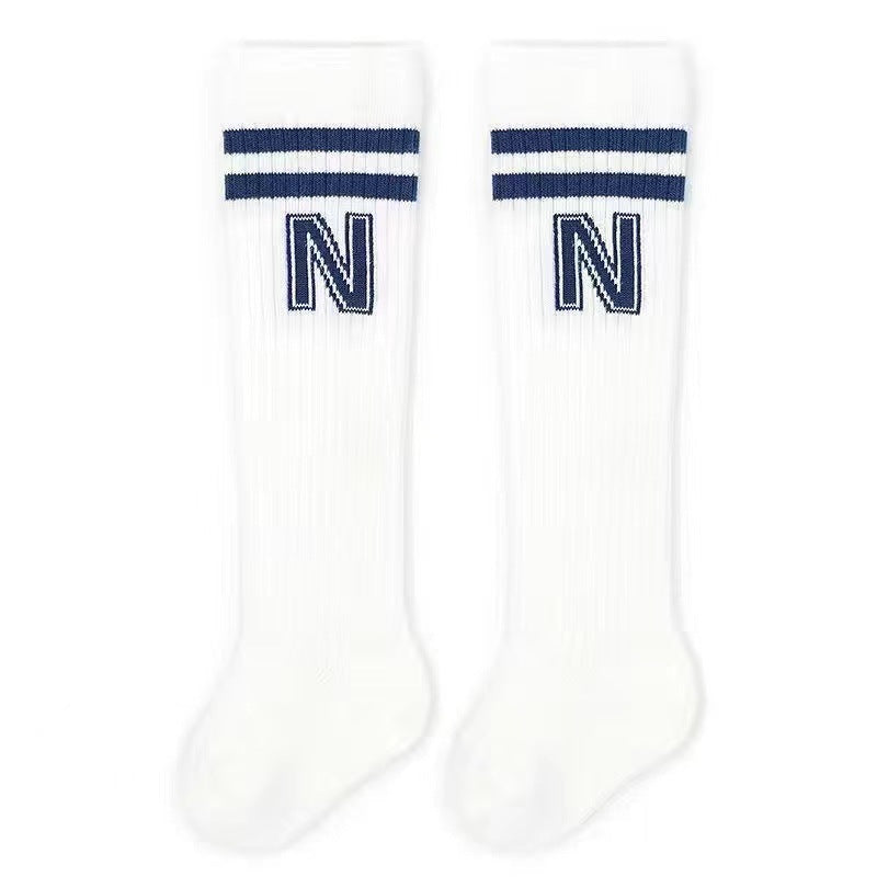 2pairs Girls Knee High Letters Print Socks