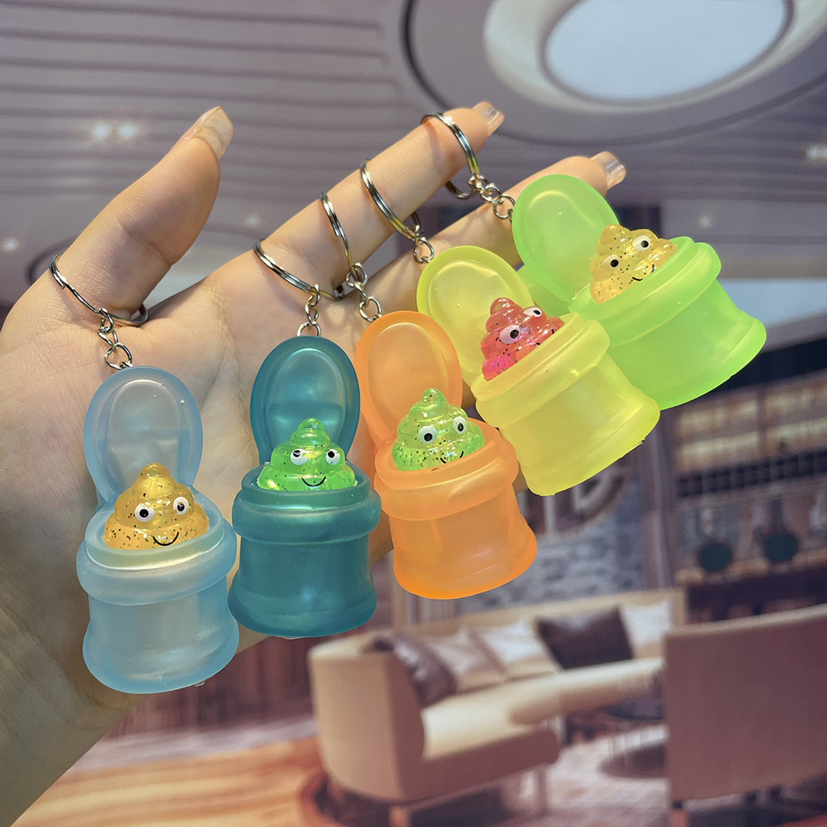 10pcs Cartoon Toilet Keychain Backpack Bag Ornament Gift