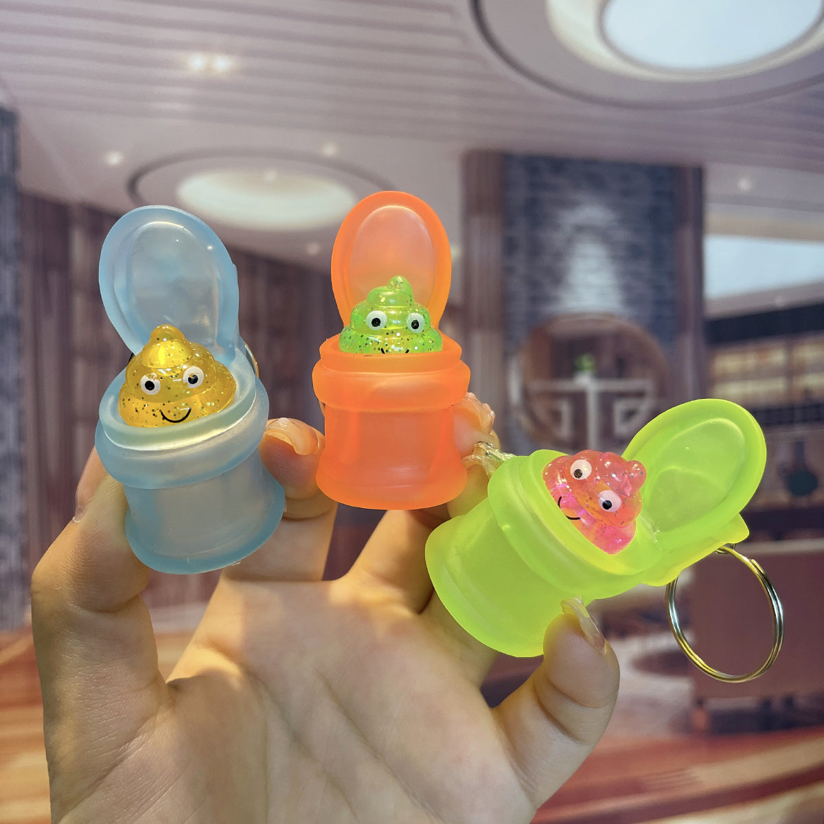 10pcs Cartoon Toilet Keychain Backpack Bag Ornament Gift