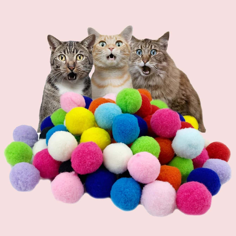 30 Pcs Colorful Plush Cat Teaser Toy Balls Chew Durable Cat Toy Balls