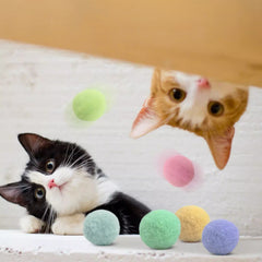 30 Pcs Colorful Plush Cat Teaser Toy Balls Chew Durable Cat Toy Balls