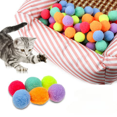 30 Pcs Colorful Plush Cat Teaser Toy Balls Chew Durable Cat Toy Balls