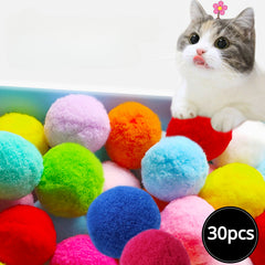 30 Pcs Colorful Plush Cat Teaser Toy Balls Chew Durable Cat Toy Balls