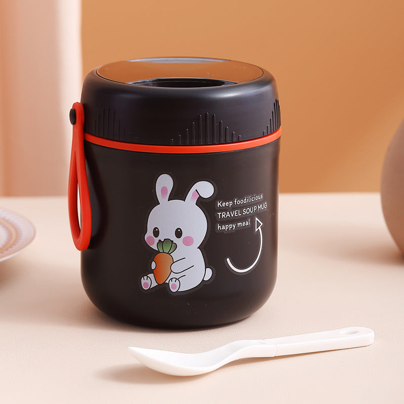 Stainless Steel Insulated Breakfast Cup w/ Cover, Spoon & Handle
