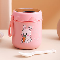 Stainless Steel Insulated Breakfast Cup w/ Cover, Spoon & Handle